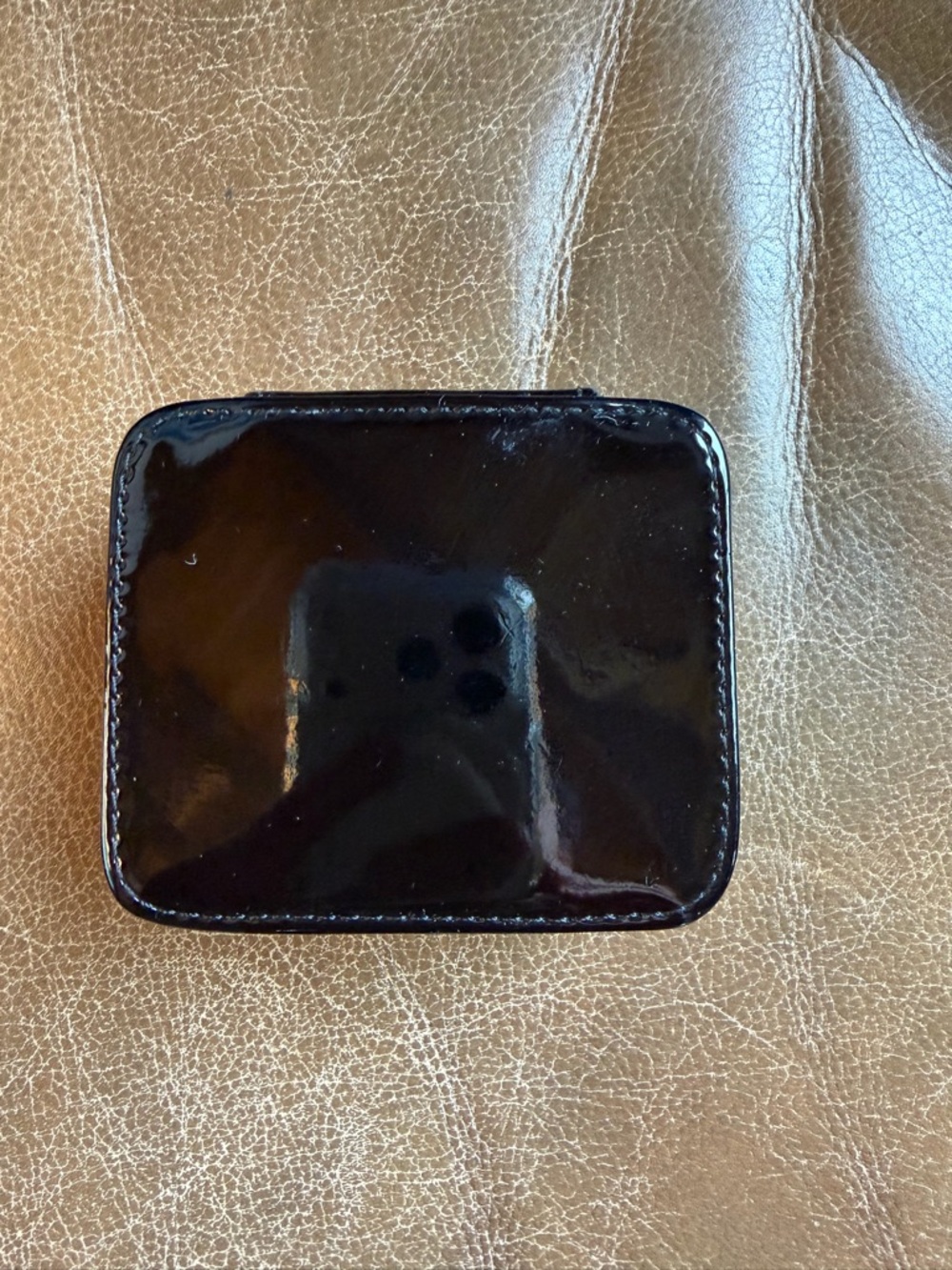 CHANEL Black Patent Makeup Pouch with White Logo - Picture 2 of 5